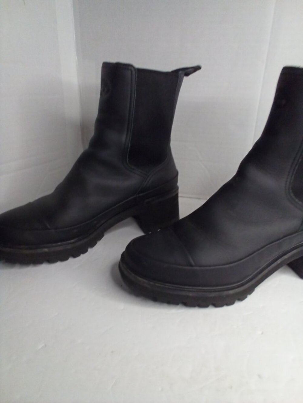 Timberland Rebotl Ankle Boots Women 8 Pull On Chunky Heel Black - Picture 7 of 14
